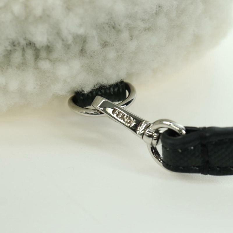 【日本直送】FENDI Rice Ball 單肩包 Mouton 白色銀色 Auth ARZ384SM-18