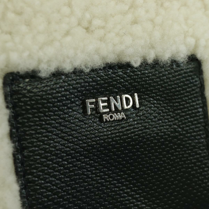 【日本直送】FENDI Rice Ball 單肩包 Mouton 白色銀色 Auth ARZ384SM-19