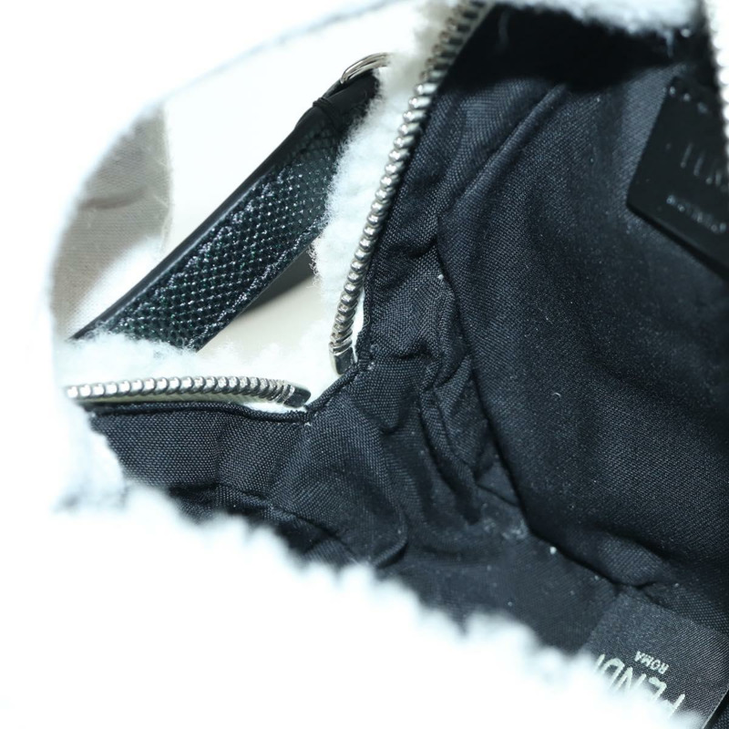 【日本直送】FENDI Rice Ball 單肩包 Mouton 白色銀色 Auth ARZ384SM-22