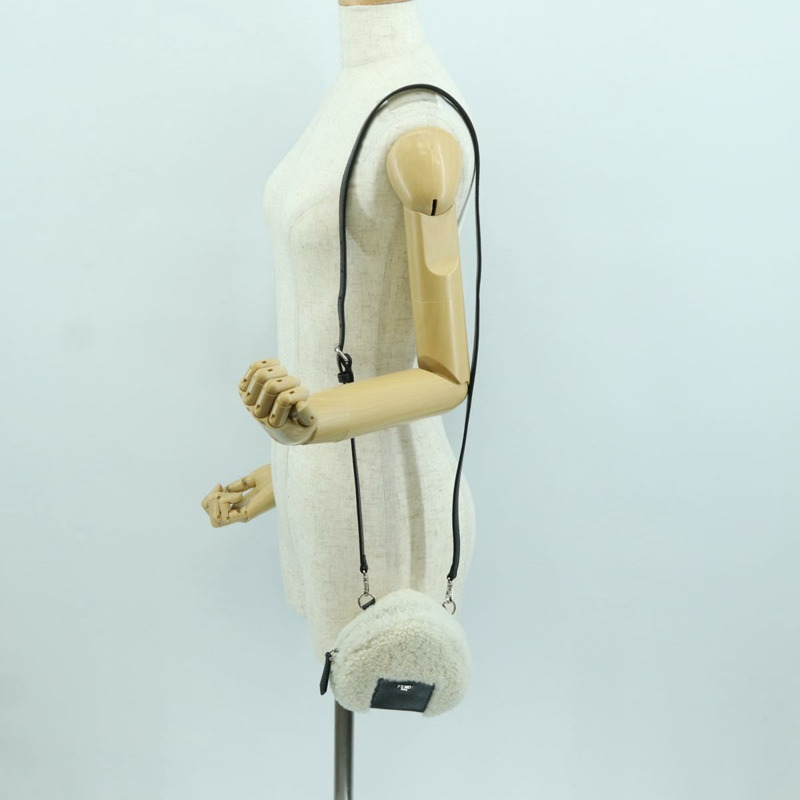 【日本直送】FENDI Rice Ball 單肩包 Mouton 白色銀色 Auth ARZ384SM-23