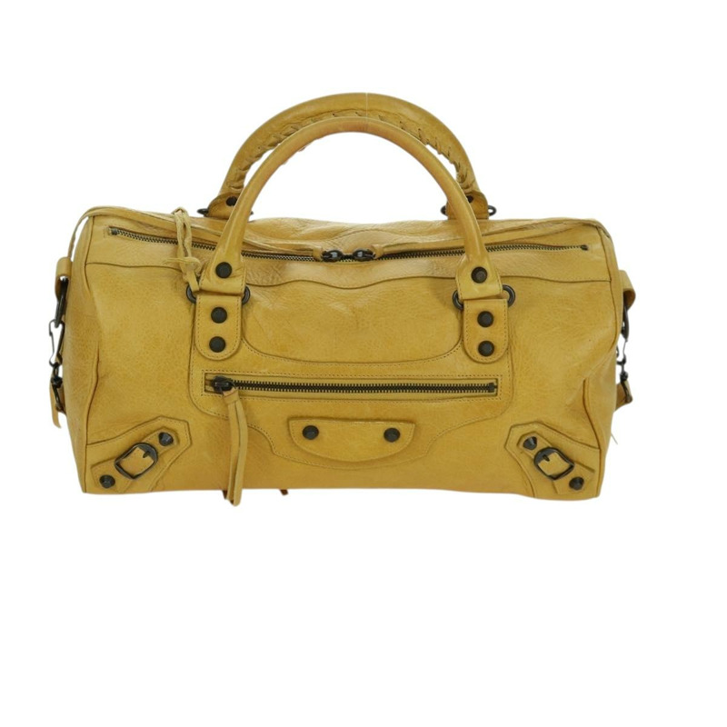 【日本直送】BALENCIAGA Zizy 手提包,皮革材質,兩用,黃色,貨號 128523,正品 am11049V-12