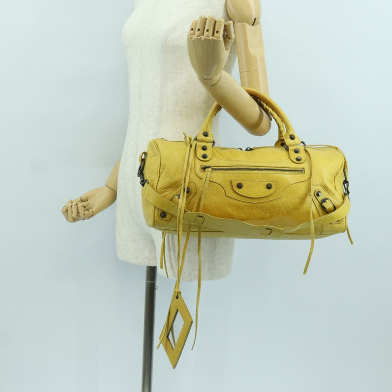 【日本直送】BALENCIAGA Zizy 手提包,皮革材質,兩用,黃色,貨號 128523,正品 am11049V-27