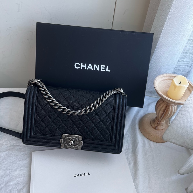 ෆ Chanel boy25荔枝復古銀-0