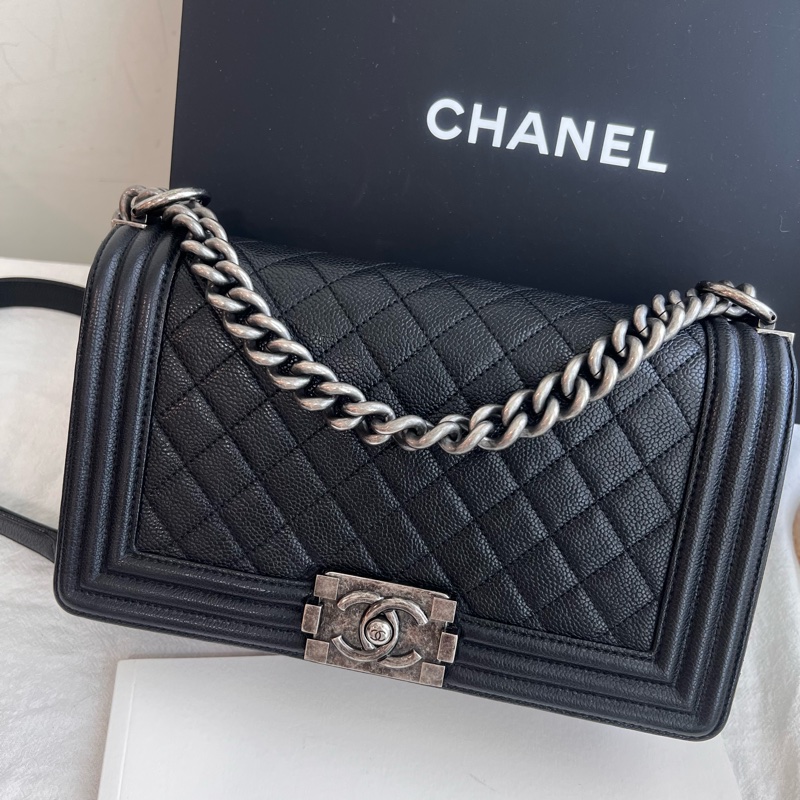 ෆ Chanel boy25荔枝復古銀-1