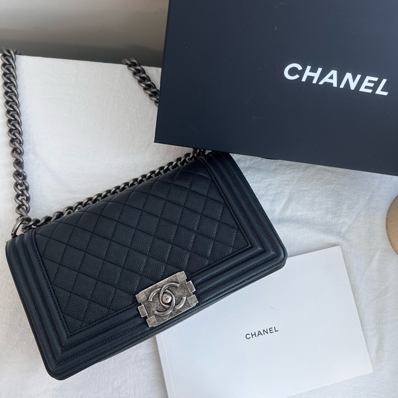 ෆ Chanel boy25荔枝復古銀-10