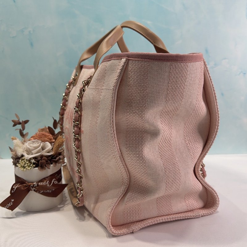 CHANEL 粉色帆布沙灘托特包-2