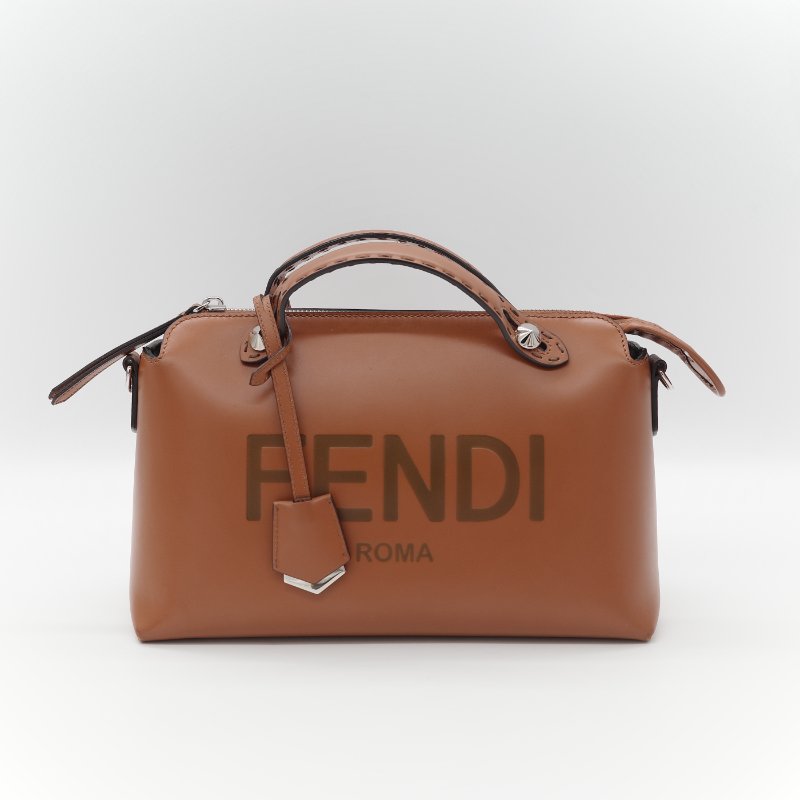 Fendi 芬迪 8BL 中型 By The Way 焦糖色 Logo 牛皮 波士頓包 手提包 斜挎包-2