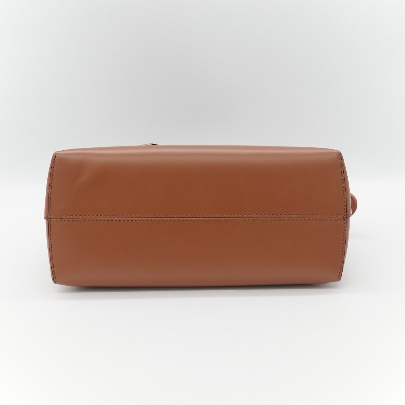 Fendi 芬迪 8BL 中型 By The Way 焦糖色 Logo 牛皮 波士頓包 手提包 斜挎包-10