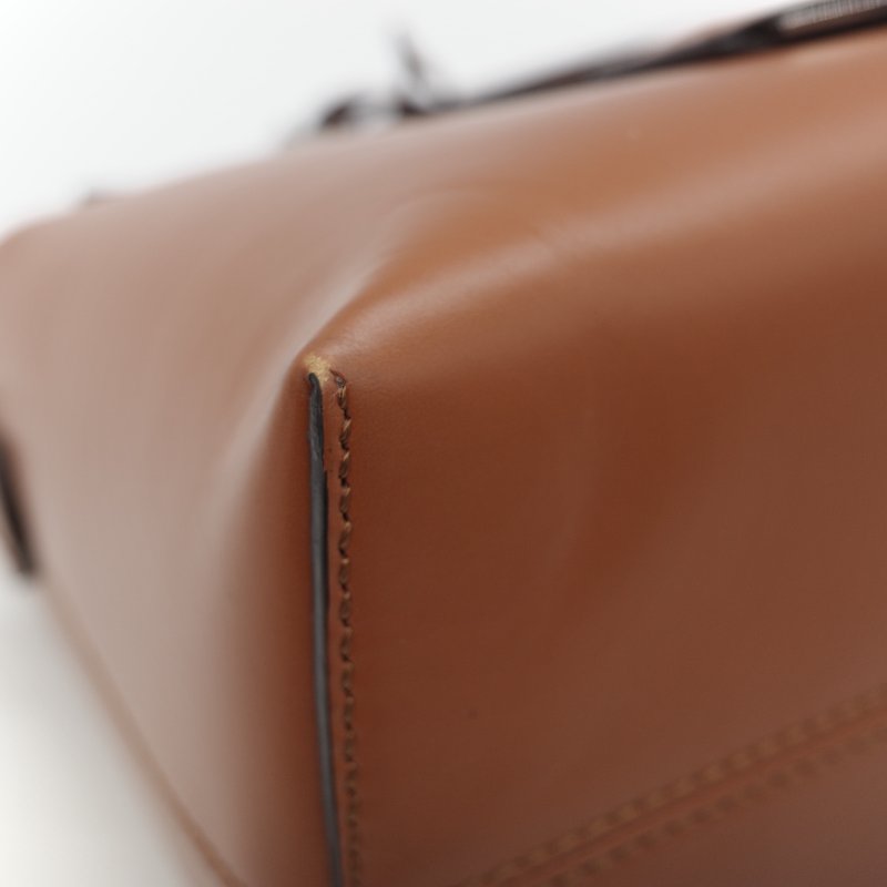 Fendi 芬迪 8BL 中型 By The Way 焦糖色 Logo 牛皮 波士頓包 手提包 斜挎包-11