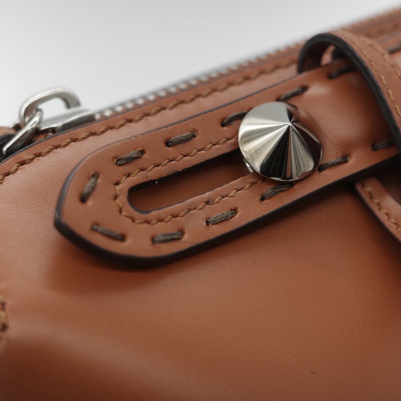 Fendi 芬迪 8BL 中型 By The Way 焦糖色 Logo 牛皮 波士頓包 手提包 斜挎包-18