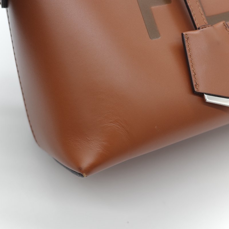 Fendi 芬迪 8BL 中型 By The Way 焦糖色 Logo 牛皮 波士頓包 手提包 斜挎包-19
