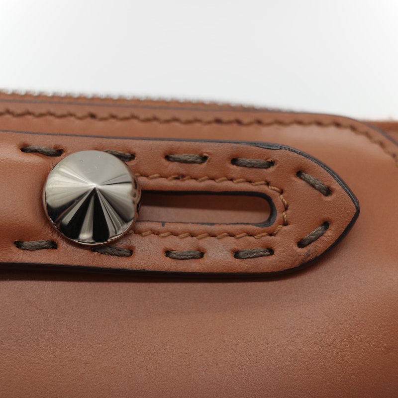 Fendi 芬迪 8BL 中型 By The Way 焦糖色 Logo 牛皮 波士頓包 手提包 斜挎包-24