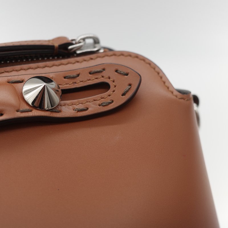 Fendi 芬迪 8BL 中型 By The Way 焦糖色 Logo 牛皮 波士頓包 手提包 斜挎包-25