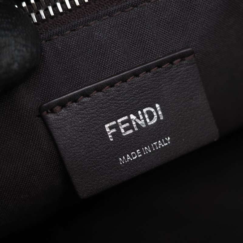 Fendi 芬迪 8BL 中型 By The Way 焦糖色 Logo 牛皮 波士頓包 手提包 斜挎包-30