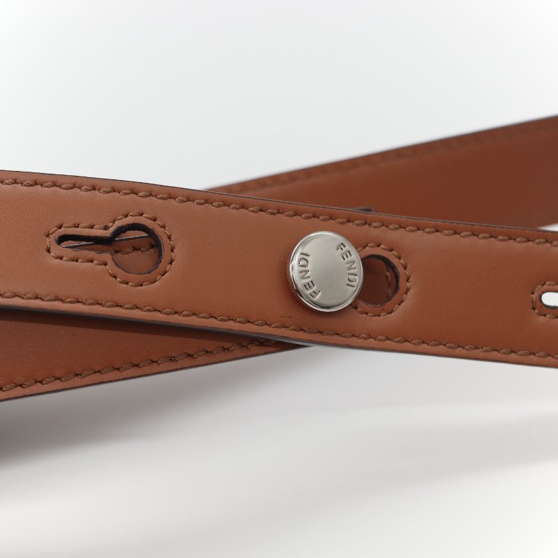 Fendi 芬迪 8BL 中型 By The Way 焦糖色 Logo 牛皮 波士頓包 手提包 斜挎包-40