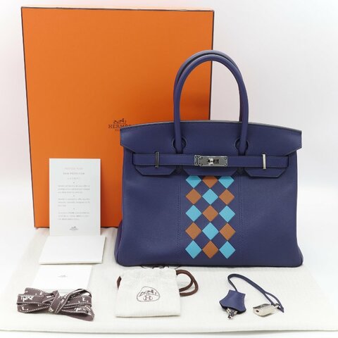 全套全配♥️ Hermès 愛馬仕 限量款 Birkin 30 菱格紋 編織皮革 Epsom皮 銀扣 手提 柏金包 D 刻