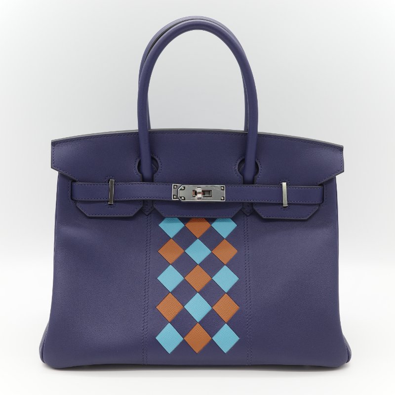 全套全配♥️ Hermès 愛馬仕 限量款 Birkin 30 菱格紋 編織皮革 Epsom皮 銀扣 手提 柏金包 D 刻-1