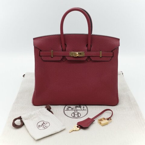 Hermès 愛馬仕 Birkin 25 BK25 酒紅色 Togo 牛皮 手提包 鉑金包 X 刻