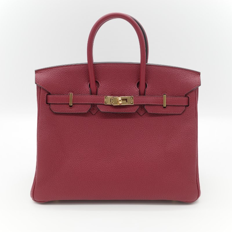 Hermès 愛馬仕 Birkin 25 BK25 酒紅色 Togo 牛皮 手提包 鉑金包 X 刻-1