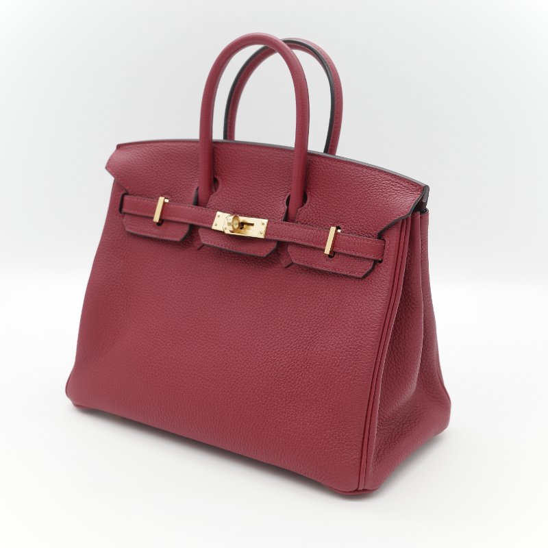 Hermès 愛馬仕 Birkin 25 BK25 酒紅色 Togo 牛皮 手提包 鉑金包 X 刻-3