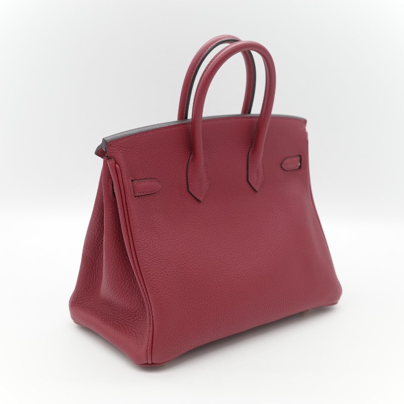 Hermès 愛馬仕 Birkin 25 BK25 酒紅色 Togo 牛皮 手提包 鉑金包 X 刻-5