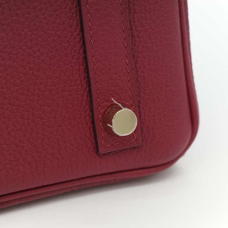 Hermès 愛馬仕 Birkin 25 BK25 酒紅色 Togo 牛皮 手提包 鉑金包 X 刻-8