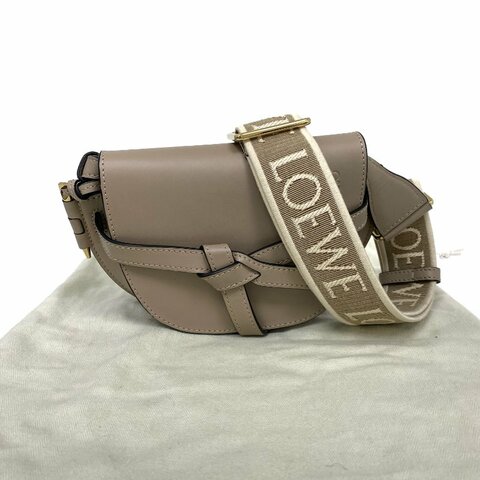 △ Loewe 羅意威 Beige Calfskin Mini Gate Dual Shoulder Bag 淺褐色小牛皮肩背袋 - 267005285