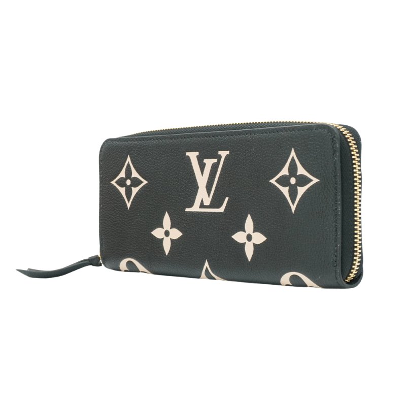 Louis Vuitton Clemence 牛皮壓紋拉鍊長夾(M82338-黑/奶油色)-1