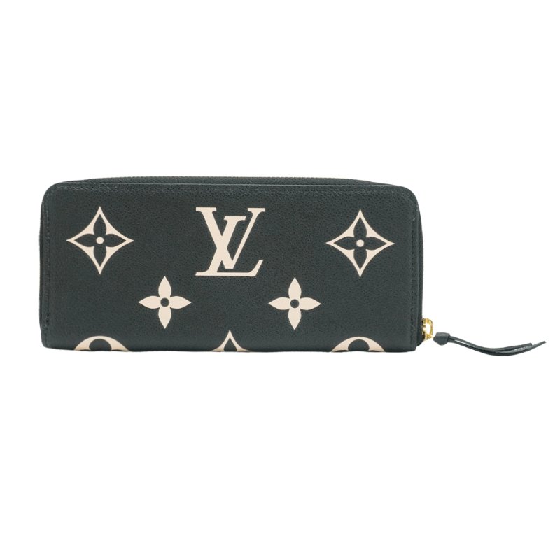 Louis Vuitton Clemence 牛皮壓紋拉鍊長夾(M82338-黑/奶油色)-2