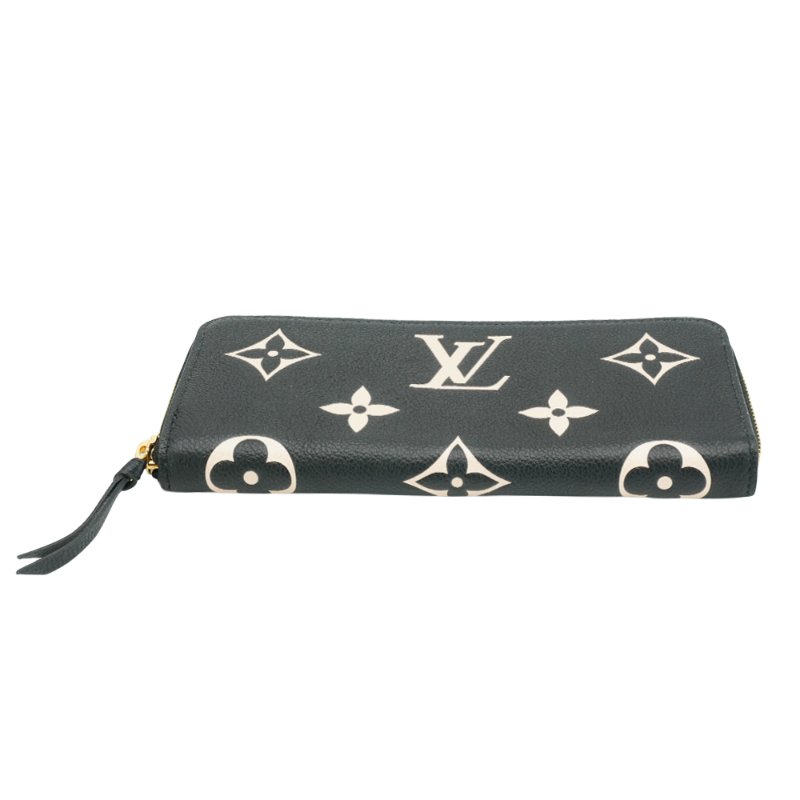 Louis Vuitton Clemence 牛皮壓紋拉鍊長夾(M82338-黑/奶油色)-3