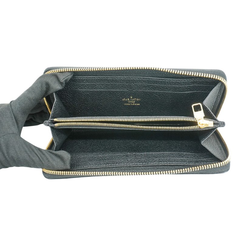 Louis Vuitton Clemence 牛皮壓紋拉鍊長夾(M82338-黑/奶油色)-4