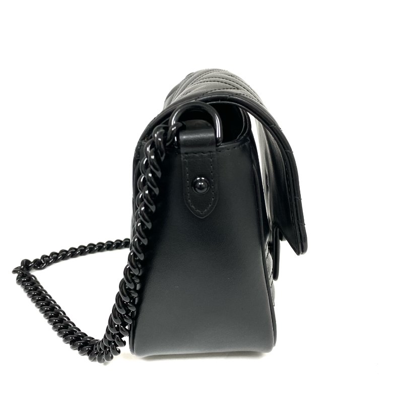 △ Gucci 古馳 Black Calfskin GG Marmont Square Chain Shoulder Bag 739681 黑色小牛皮鎖鏈肩背袋 - 267004724-4