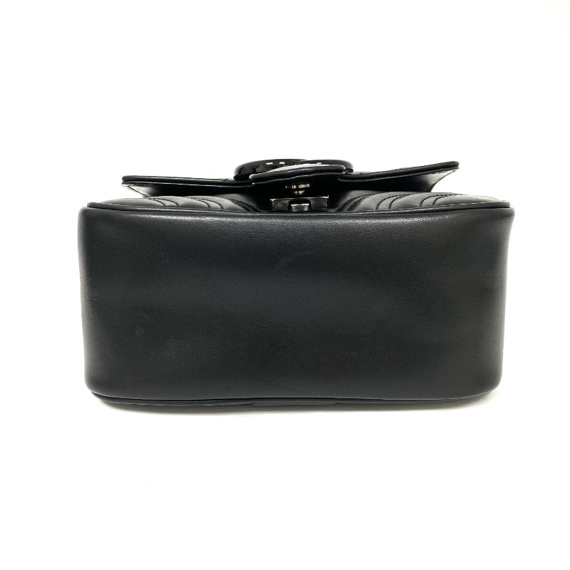 △ Gucci 古馳 Black Calfskin GG Marmont Square Chain Shoulder Bag 739681 黑色小牛皮鎖鏈肩背袋 - 267004724-5