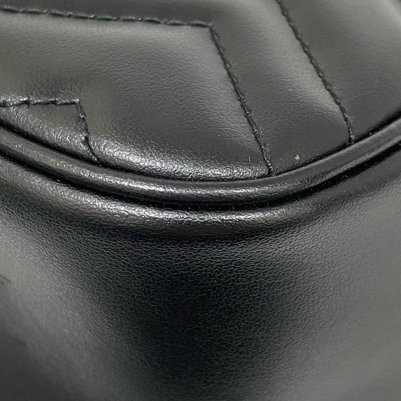 △ Gucci 古馳 Black Calfskin GG Marmont Square Chain Shoulder Bag 739681 黑色小牛皮鎖鏈肩背袋 - 267004724-11