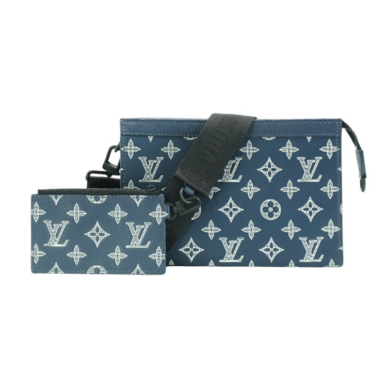 Louis Vuitton Gaston 壓紋牛皮二合一斜背包(M83384-藍)-1