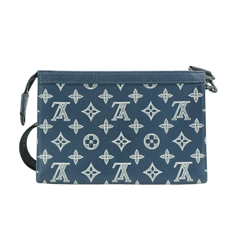 Louis Vuitton Gaston 壓紋牛皮二合一斜背包(M83384-藍)-2