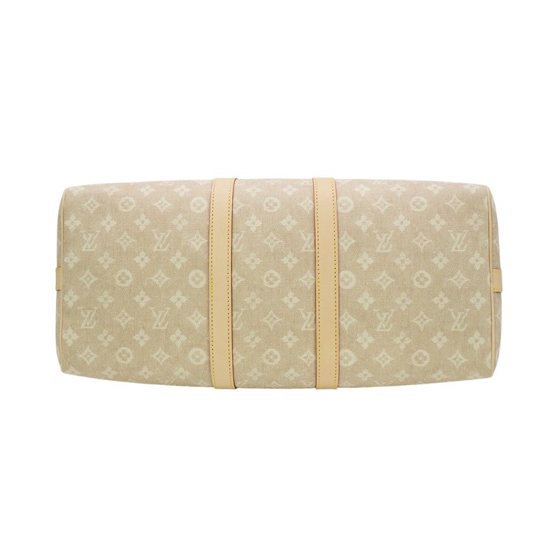 Louis Vuitton Keepall 45 貓咪吊牌丹寧布拚牛皮二用斜背包(M25787-米)-3