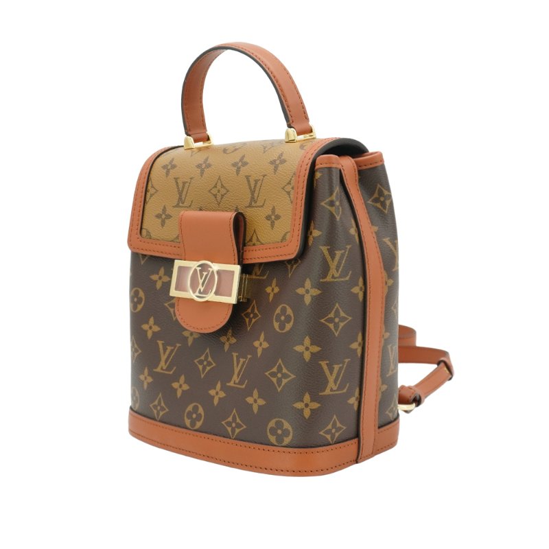 Louis Vuitton Dauphine 帆布金釦後背包(M45142-咖)-1