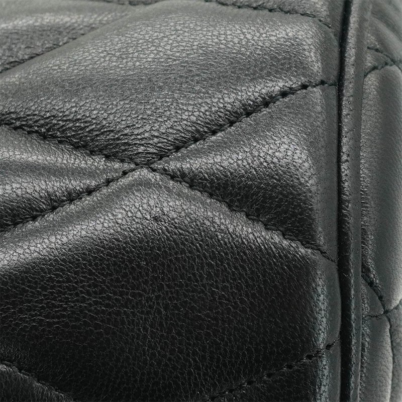 YSL 展示品 Sade Tube 菱格羊皮鍊帶肩背圓桶包(黑)-7