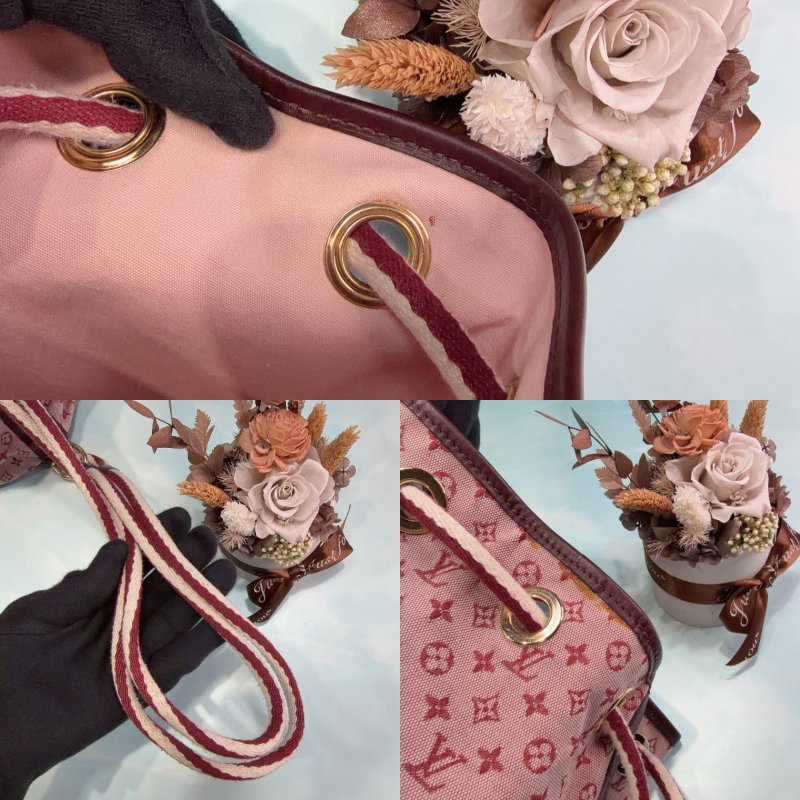 LV 粉紅帆布束口水桶包-5