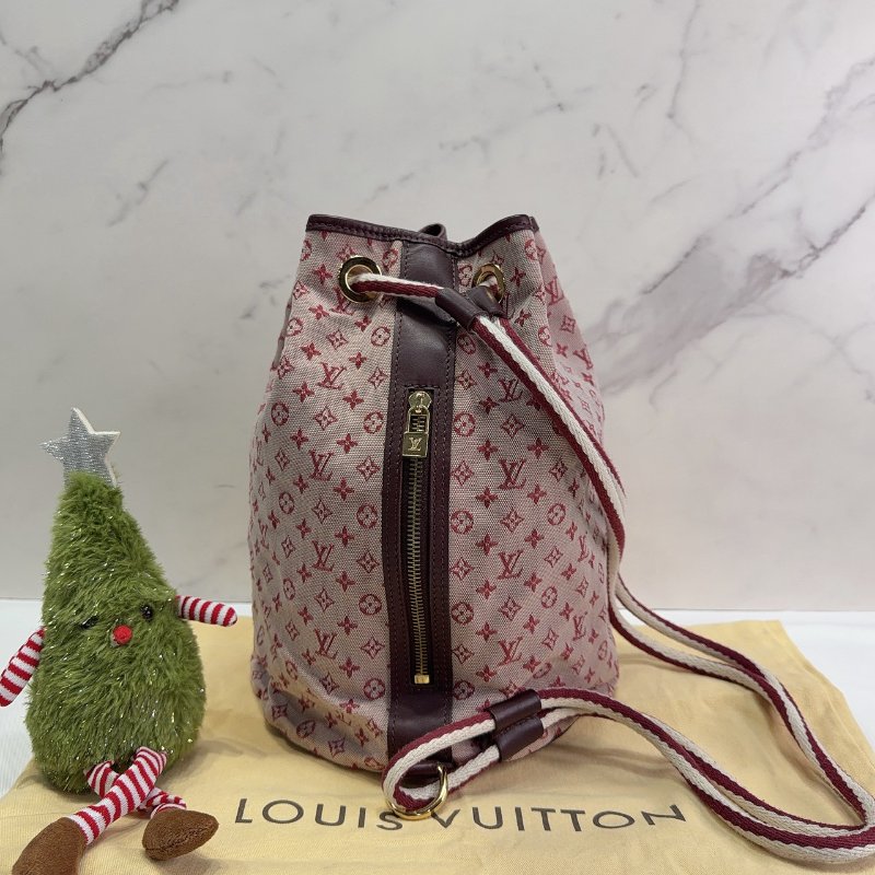 LV 粉紅洗水牛仔束口水桶包-1