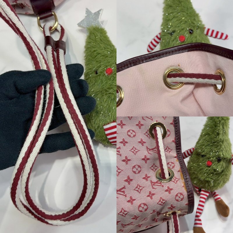 LV 粉紅洗水牛仔束口水桶包-5