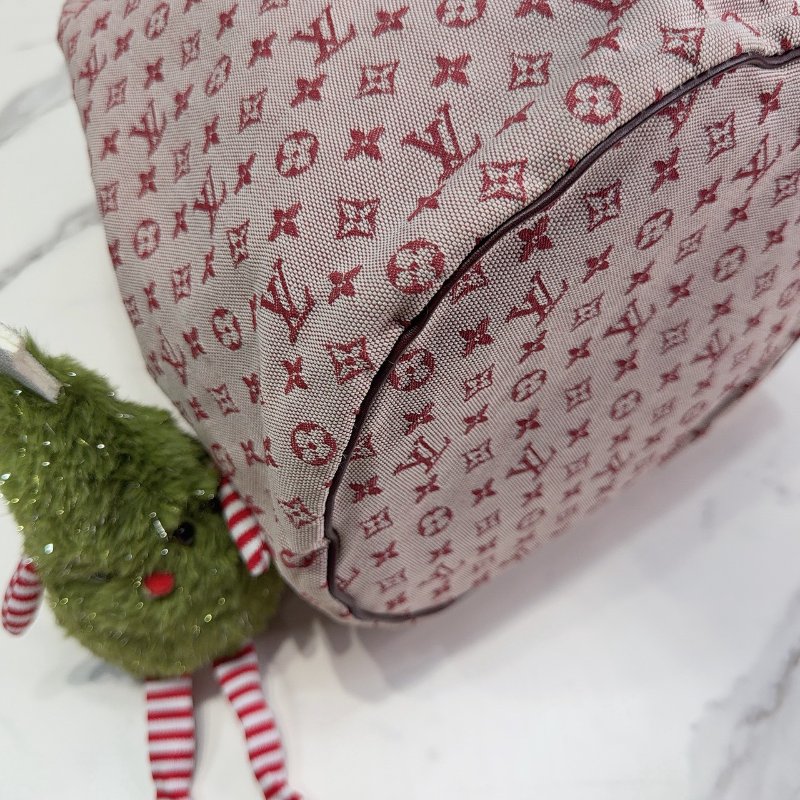 LV 粉紅洗水牛仔束口水桶包-8