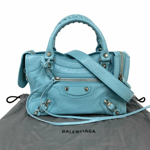 △ Balenciaga 巴黎世家 Blue Goatskin Mini City 2 Way Bag 300295 藍色山羊皮兩用袋 - 267004471
