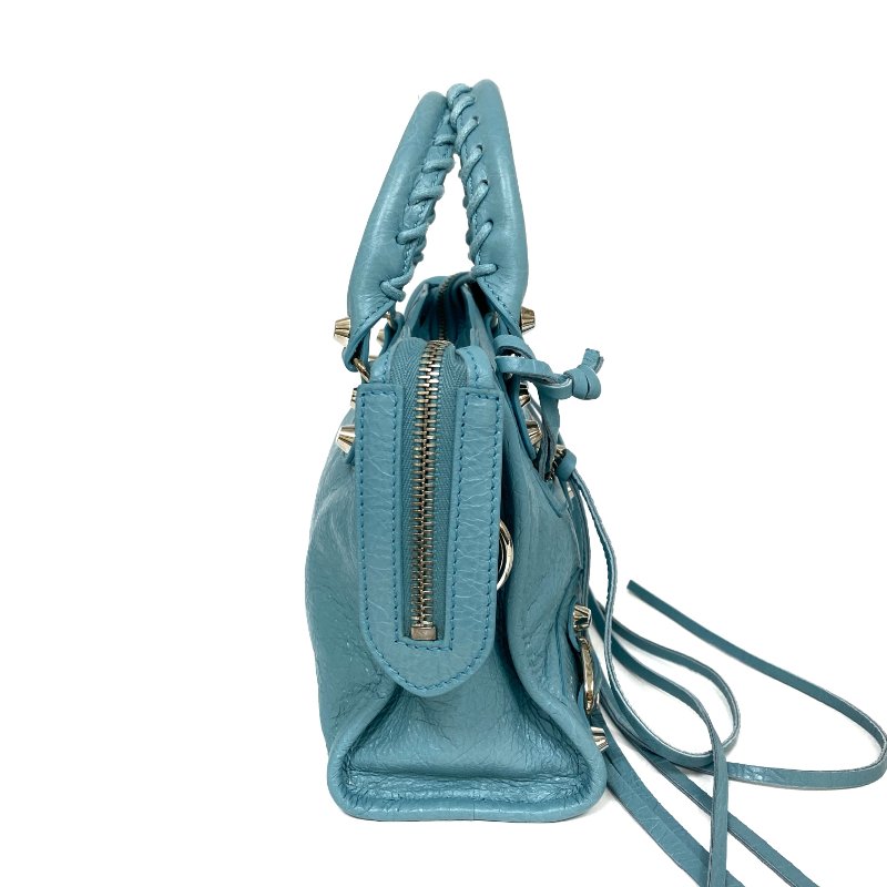 △ Balenciaga 巴黎世家 Blue Goatskin Mini City 2 Way Bag 300295 藍色山羊皮兩用袋 - 267004471-4