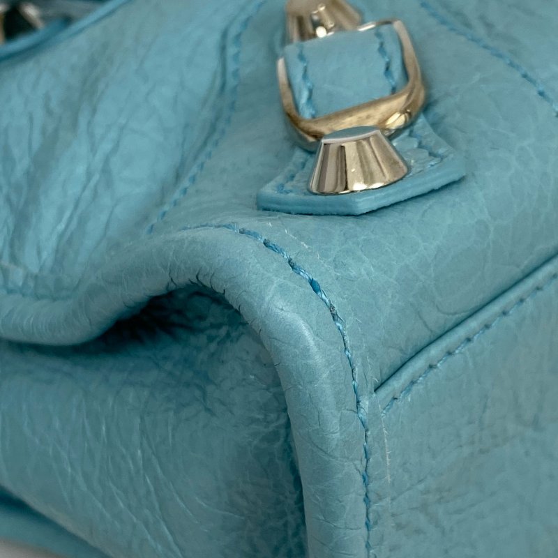 △ Balenciaga 巴黎世家 Blue Goatskin Mini City 2 Way Bag 300295 藍色山羊皮兩用袋 - 267004471-8