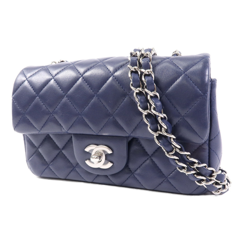 CHANEL 羊皮皮革Mini Classic 20銀扣鏈帶肩背袋-2