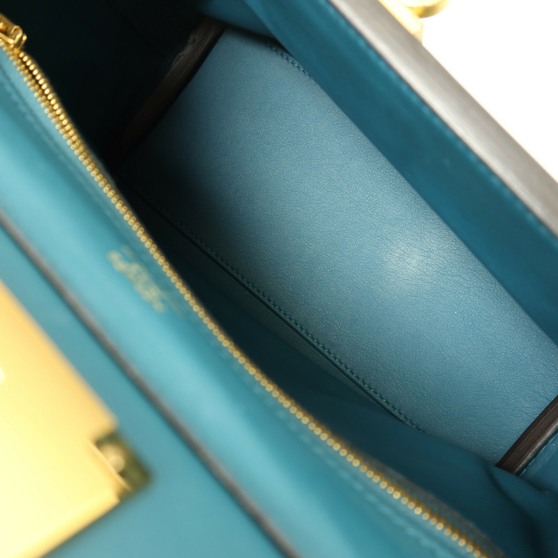 HERMES Evercolor皮革24/24 Mini金扣手挽肩背兩用袋Vert Bosphore-4