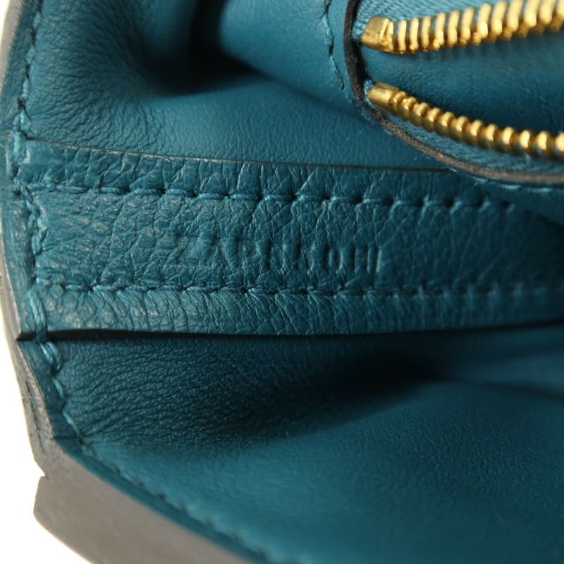 HERMES Evercolor皮革24/24 Mini金扣手挽肩背兩用袋Vert Bosphore-6