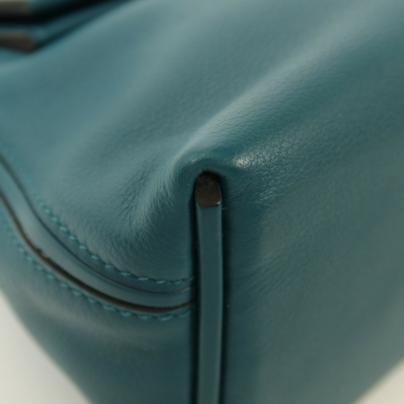HERMES Evercolor皮革24/24 Mini金扣手挽肩背兩用袋Vert Bosphore-10
